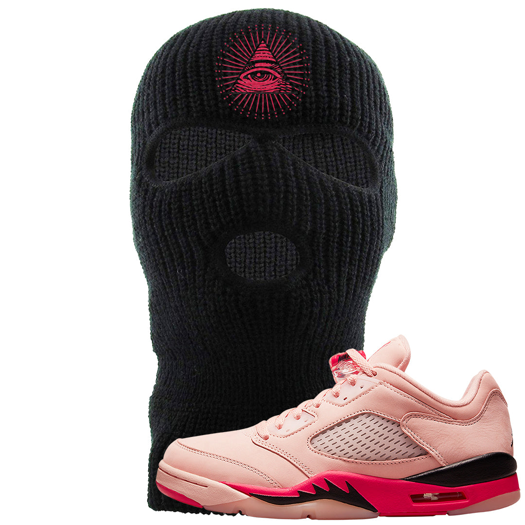 Arctic Pink Low 5s Ski Mask | All Seeing Eye, Black