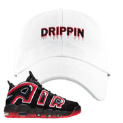 Air More Uptempo Laser Crimson Drippin White Sneaker Hook Up Dad Hat