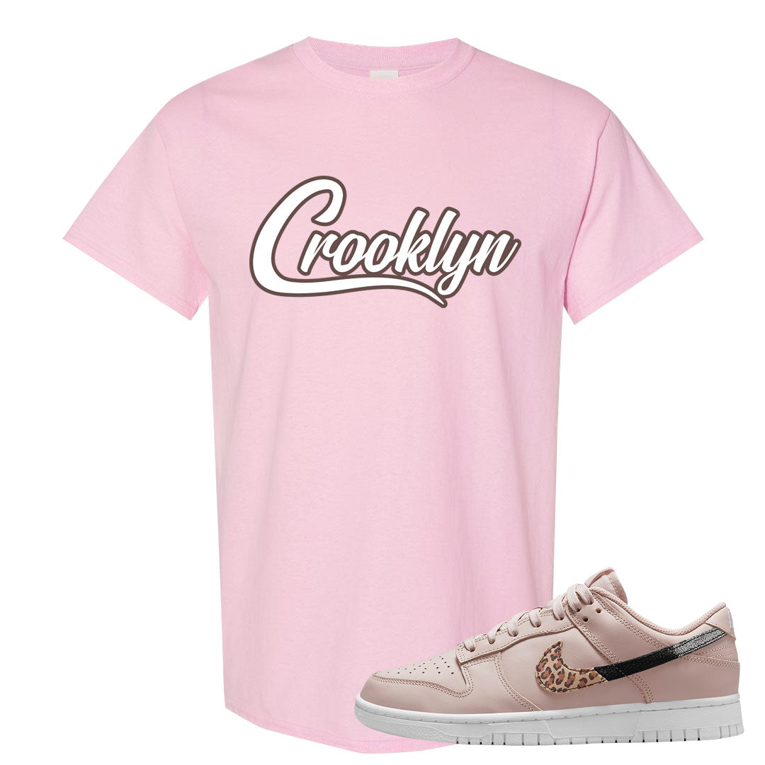 Primal Dusty Pink Leopard Low Dunks T Shirt | Crooklyn, Light Pink