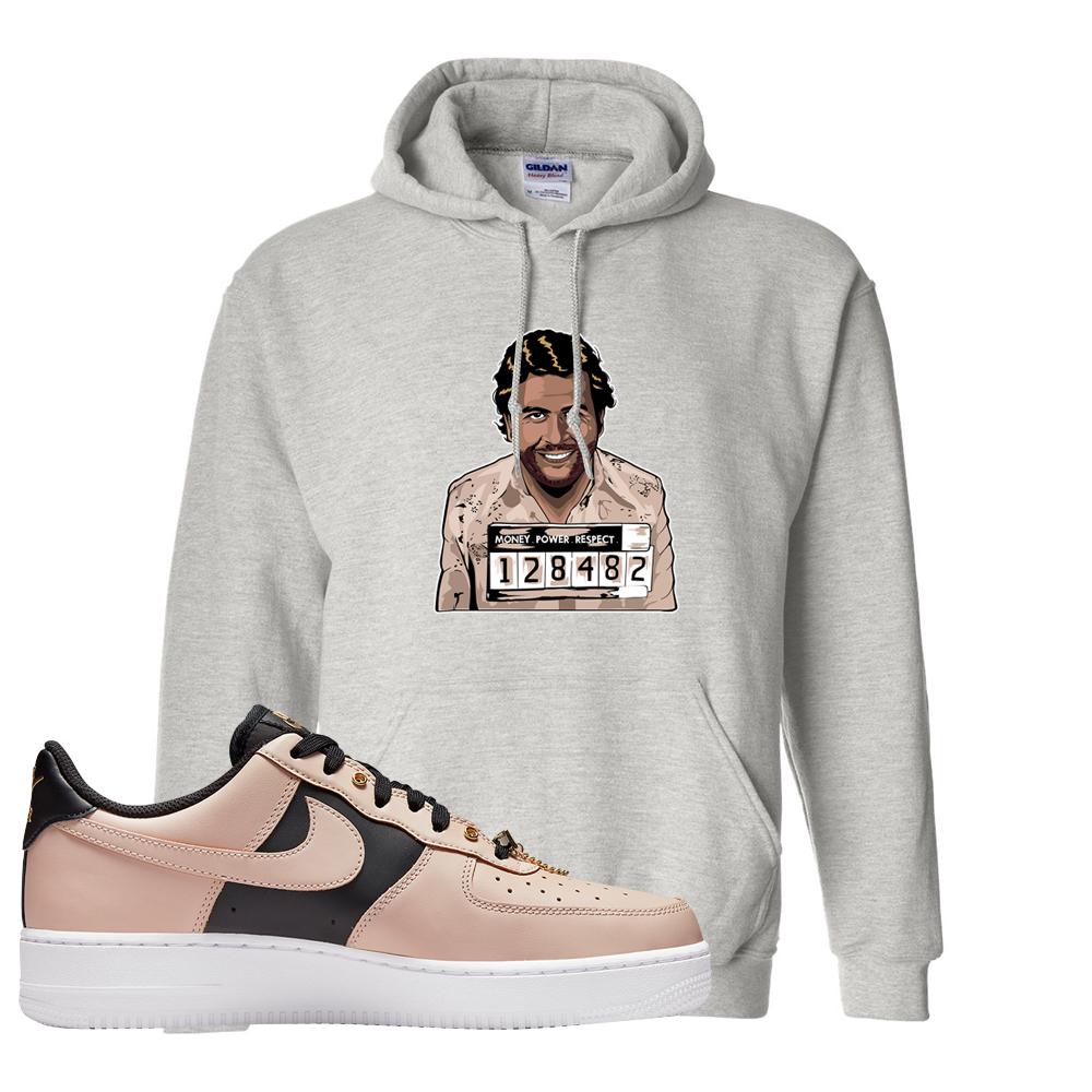 Air Force 1 Low Bling Tan Leather Hoodie | Escobar Illustration, Ash