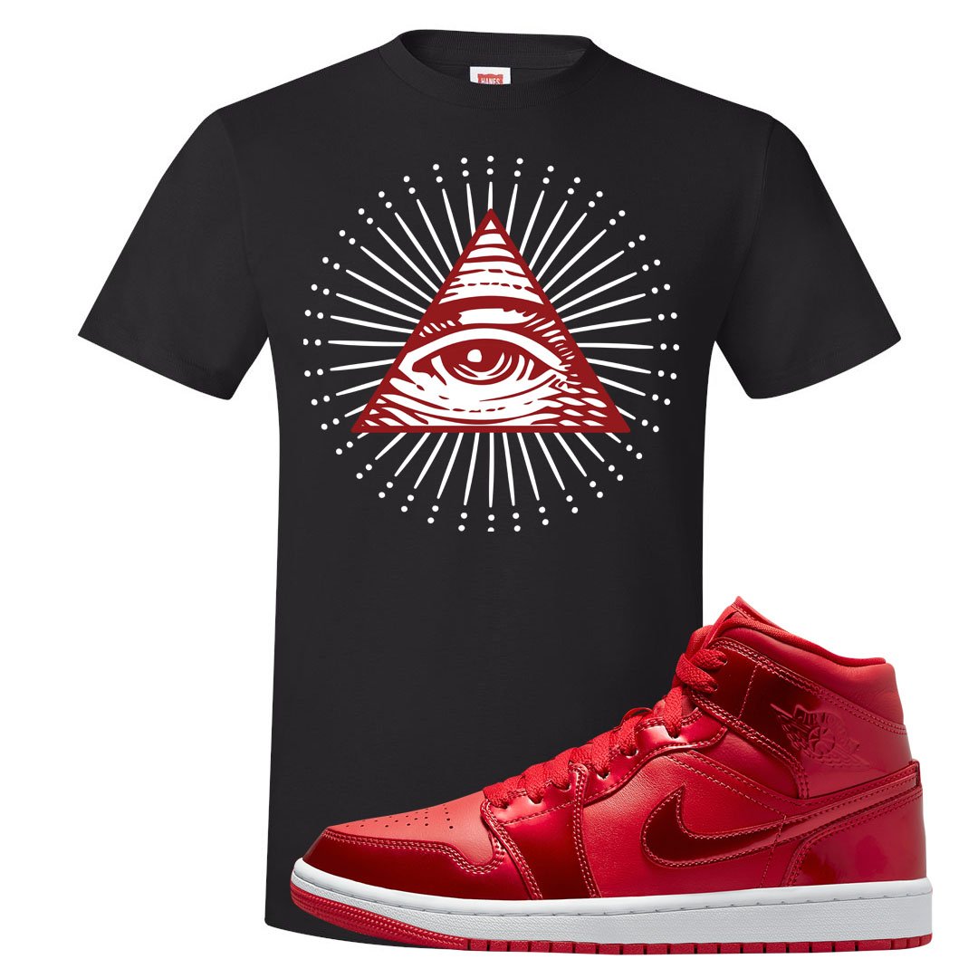 University Red Pomegranate Mid 1s T Shirt | All Seeing Eye, Black