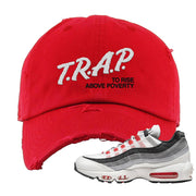 Comet 95s Distressed Dad Hat | Trap To Rise Above Poverty, Red