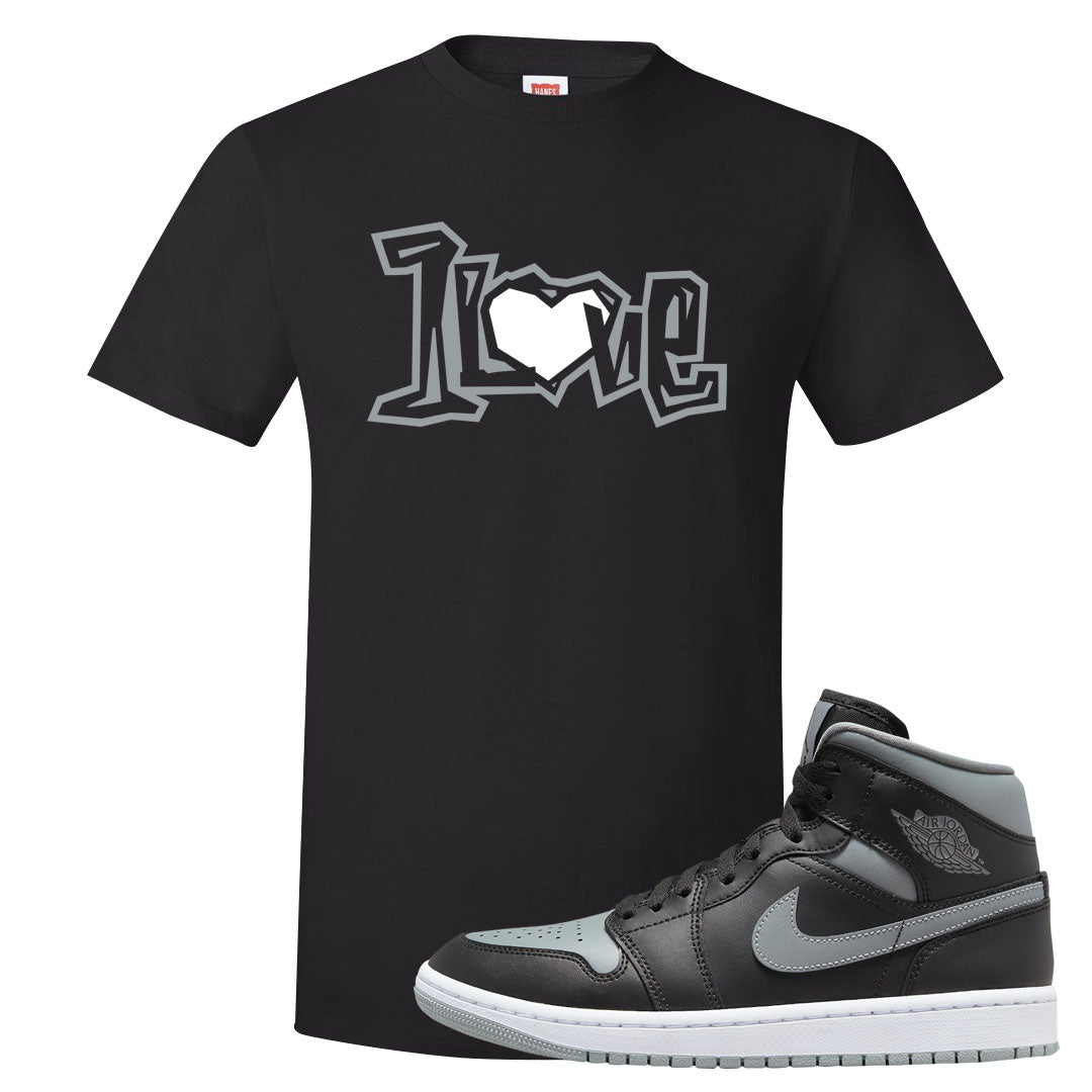 Alternate Shadow Mid 1s T Shirt | 1 Love, Black