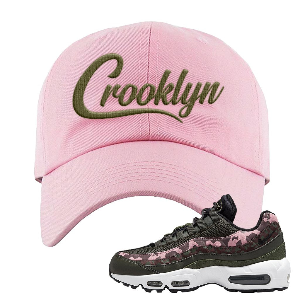 Olive Pink Camo 95s Dad Hat | Crooklyn, Light Pink