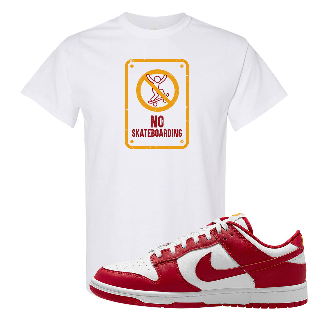 Red White Yellow Low Dunks T Shirt | No Skating Sign, White