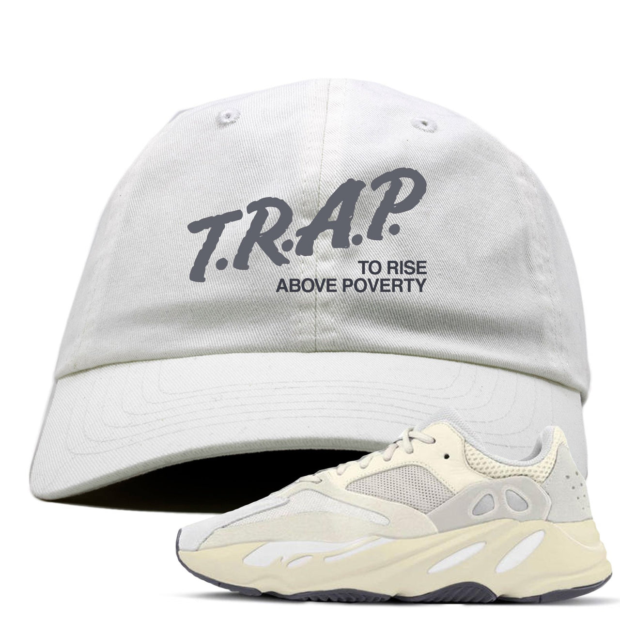 Analog 700s Dad Hat | Trap Rise Above Poverty, White