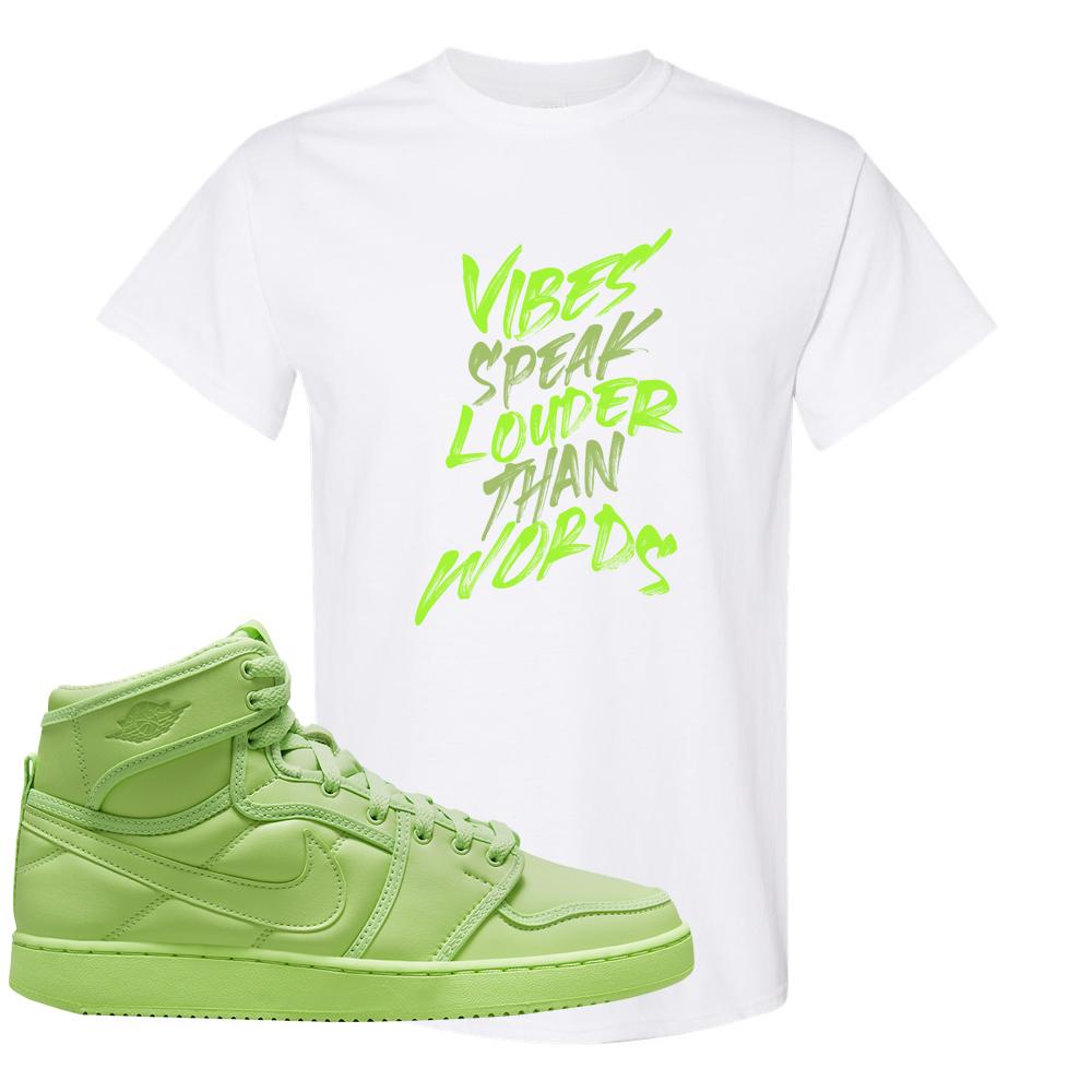 Neon Green KO 1s T Shirt | Vibes Speak Louder Than Words, White