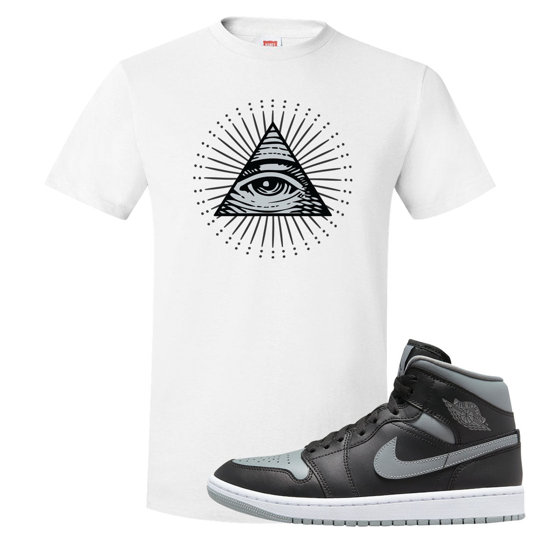 Alternate Shadow Mid 1s T Shirt | All Seeing Eye, White