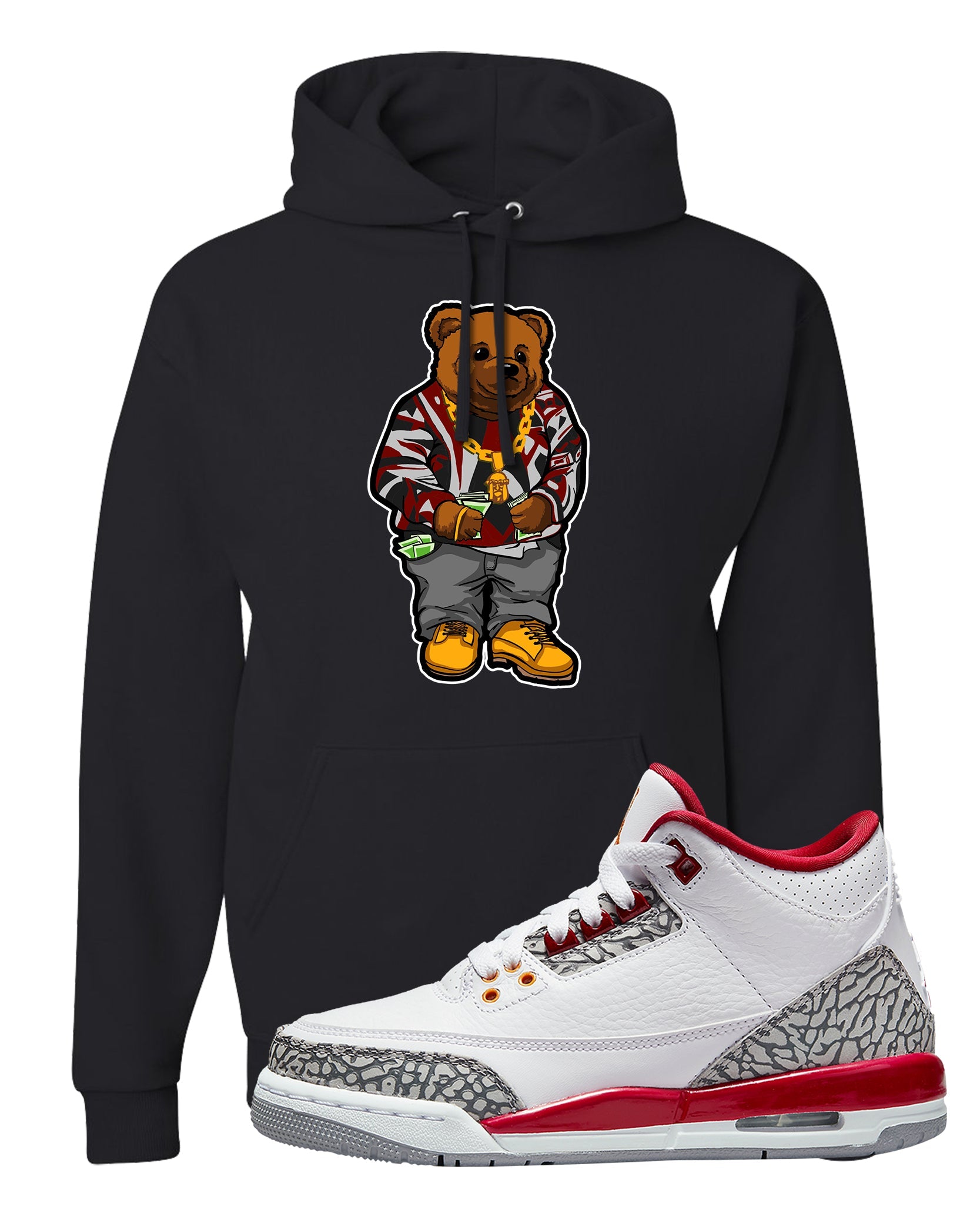 Cardinal Red 3s Hoodie | Sweater Bear, Black