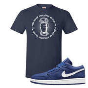 WMNS Dusty Blue Low 1s T Shirt | Cash Rules Everything Around Me, Navy