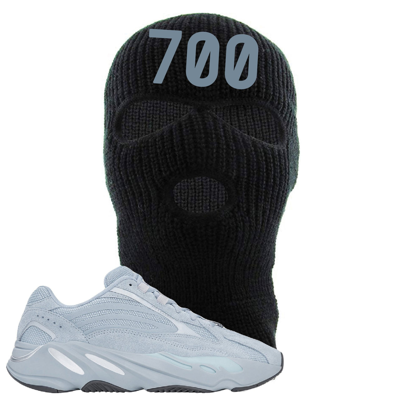 Yeezy Boost 700 V2 Hospital Blue 700 Sneaker Matching Black Ski Mask
