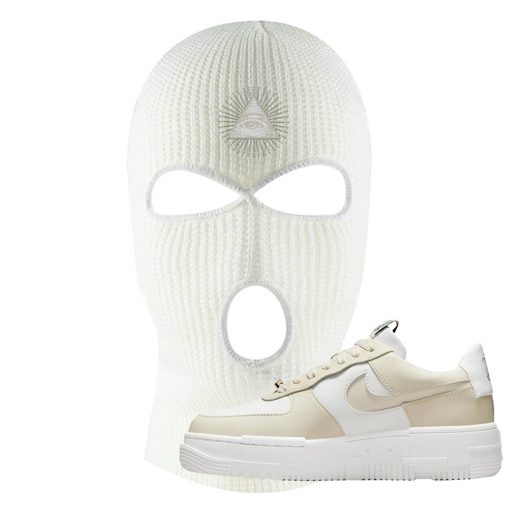 Pixel Cream White Force 1s Ski Mask | All Seeing Eye, White