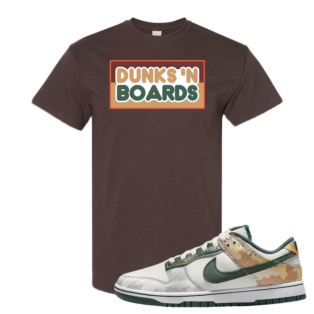 Camo Low Dunks T Shirt | Dunks N Boards, Chocolate