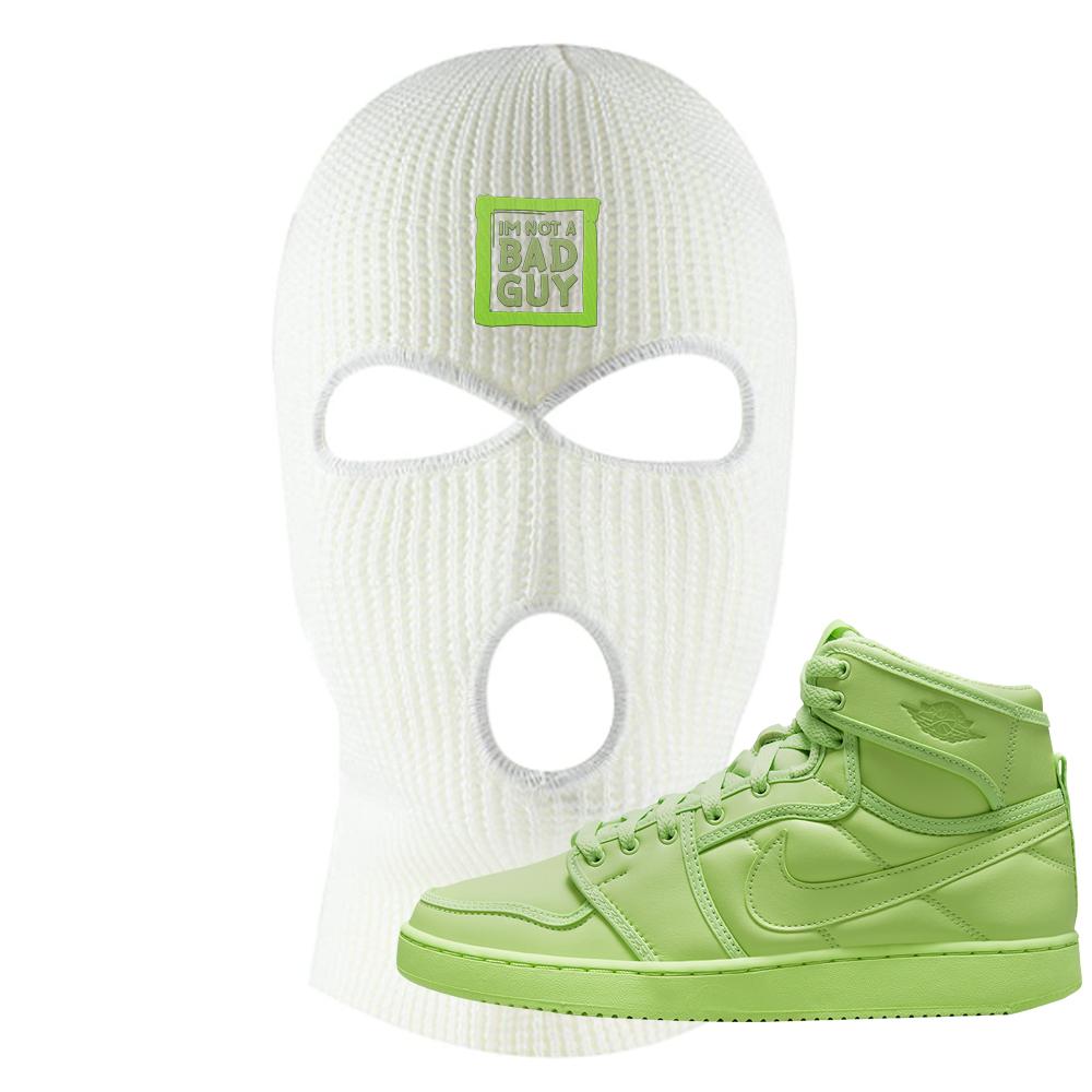 Neon Green KO 1s Ski Mask | I'm Not A Bad Guy, White