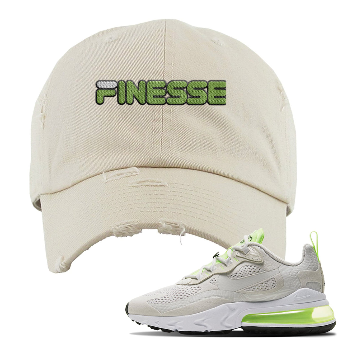 Ghost Green React 270s Distressed Dad Hat | Finesse, Stone Ivory