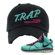 South Beach Bron 8s Distressed Dad Hat | Trap To Rise Above Poverty, Black