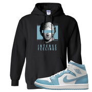 University Blue Mid 1s Hoodie | Intense Feelings, Black