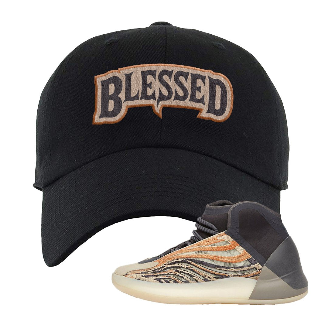 Yeezy Quantum Flash Orange Dad Hat | Blessed Arch, Black