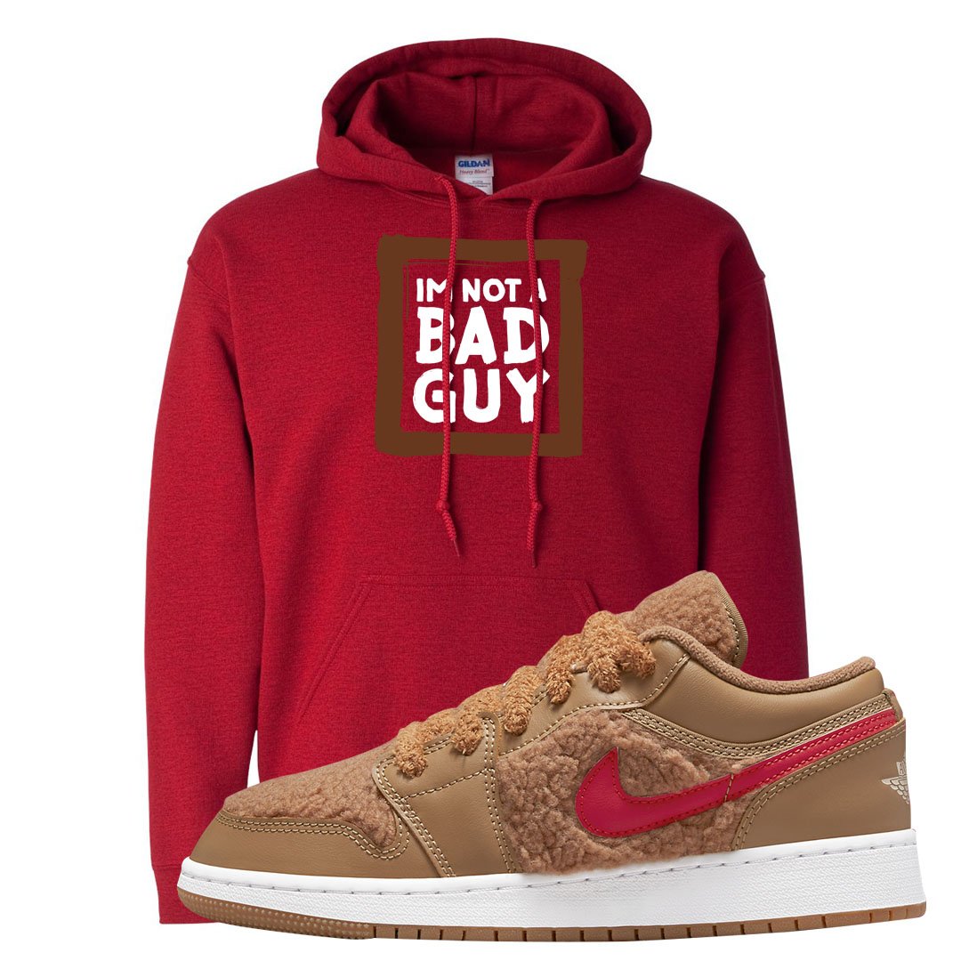 Teddy Bear Low 1s Hoodie | I'm Not A Bad Guy, Red