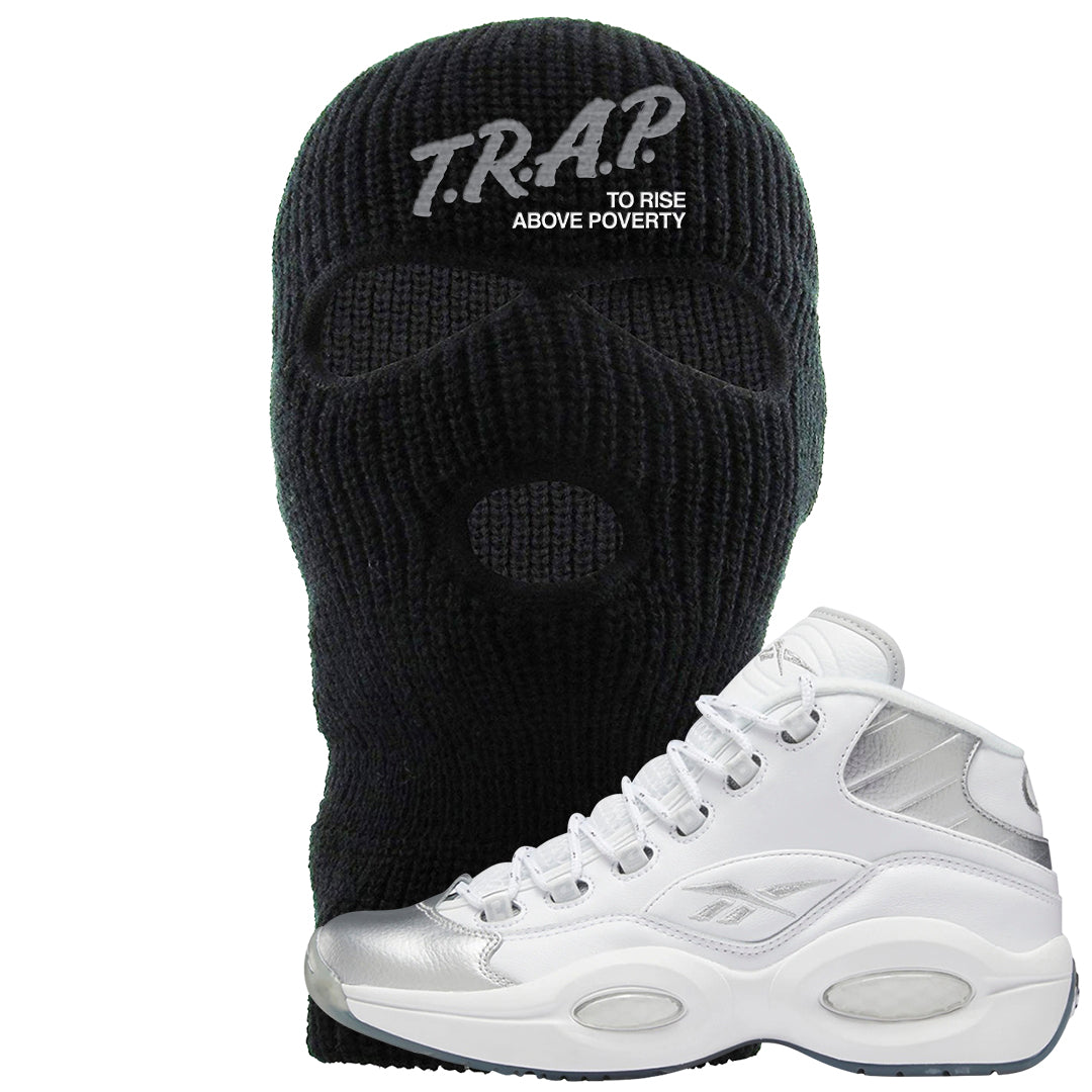 25th Anniversary Mid Questions Ski Mask | Trap To Rise Above Poverty, Black