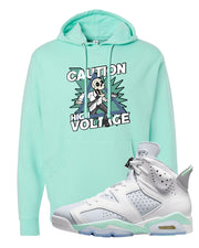 Mint Foam 6s Hoodie | Caution High Voltage, Mint