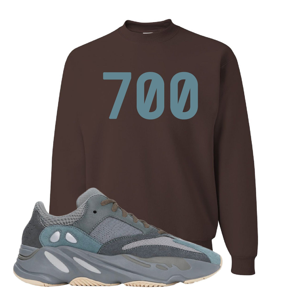 Yeezy Boost 700 Teal Blue 700 Chocolate Sneaker Hook Up Crewneck Sweatshirt