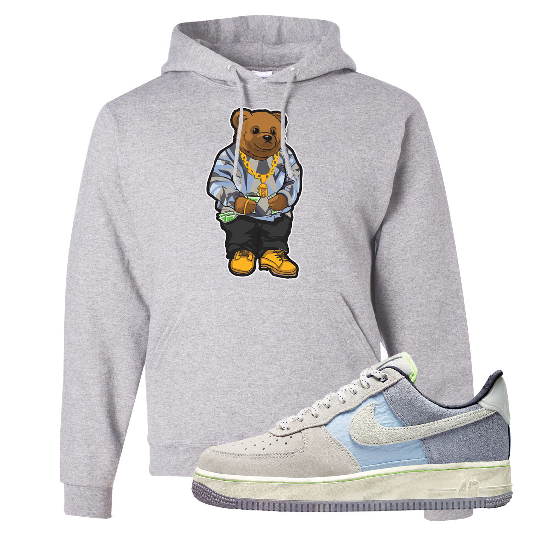 Womens Mountain White Blue AF 1s Hoodie | Sweater Bear, Ash