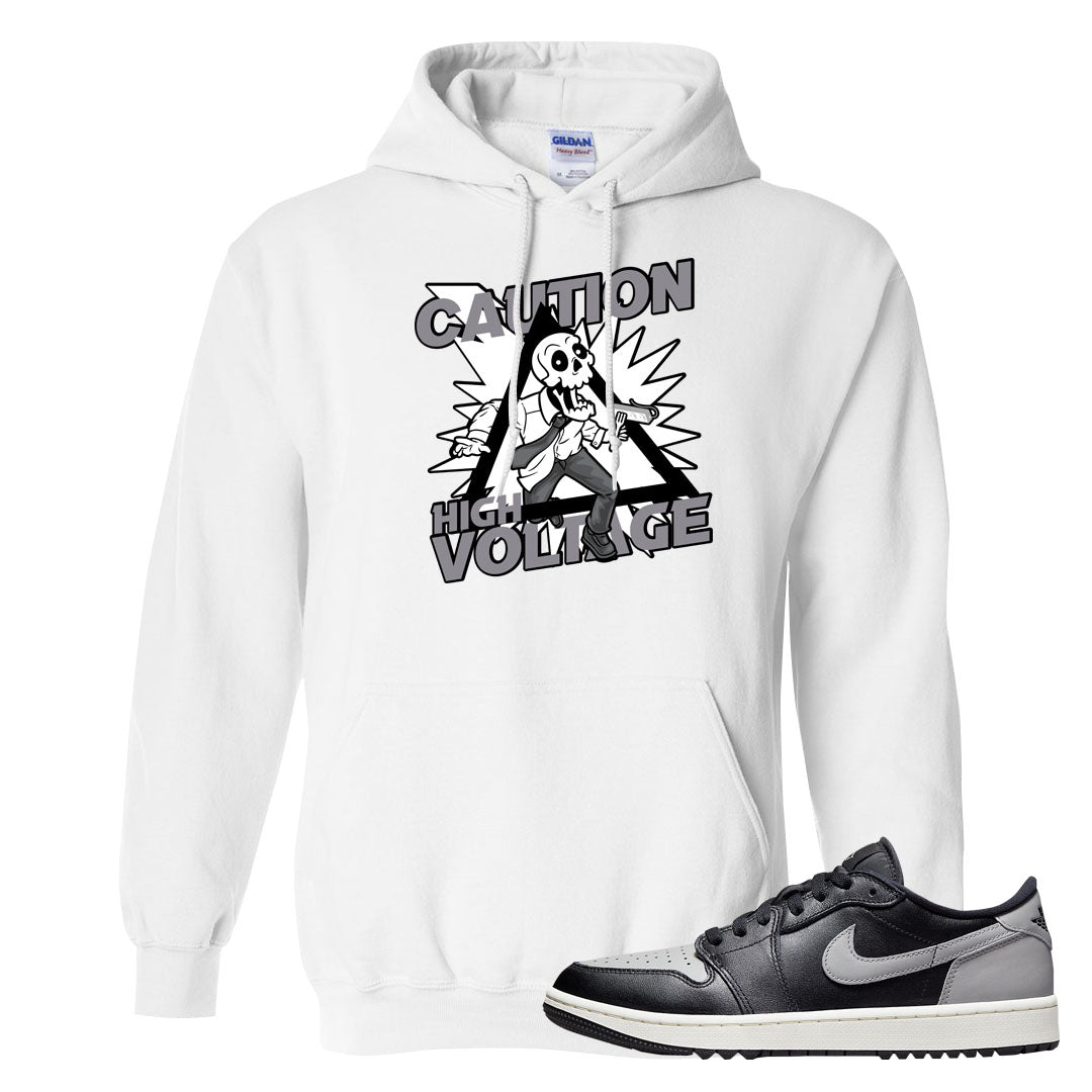 Shadow Golf Low 1s Hoodie | Caution High Voltage, White