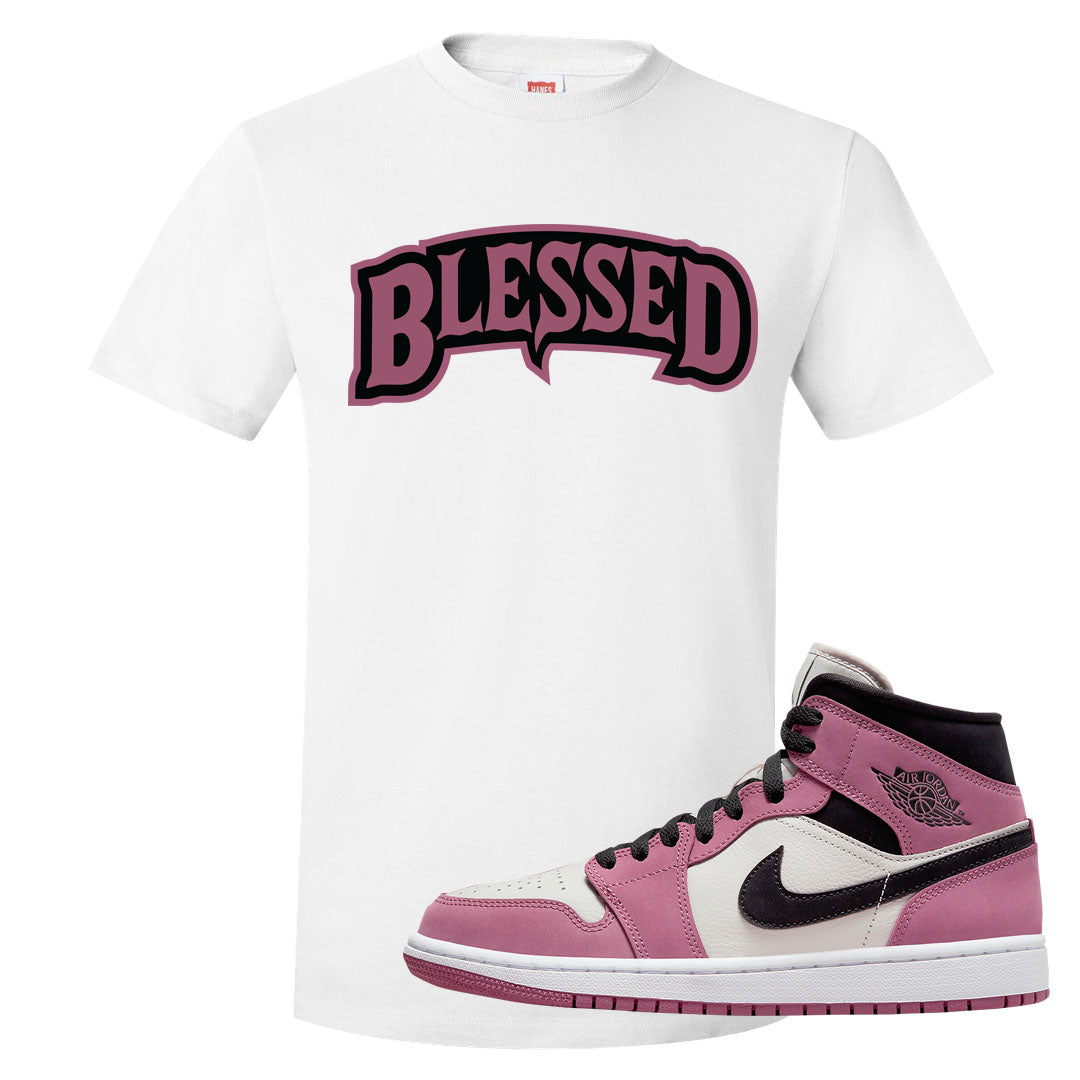 Berry Black White Mid 1s T Shirt | Blessed Arch, White
