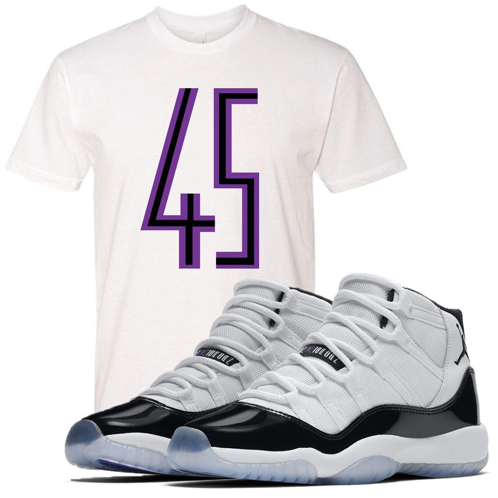 Match your pair of Jordan 11 Concord 45 sneakers with this Concord 11 sneaker matching white t-shirt