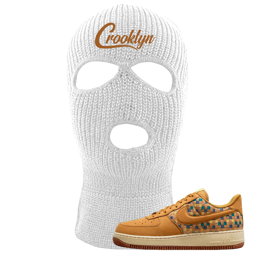 Woven Cork Low AF 1s Ski Mask | Crooklyn, White