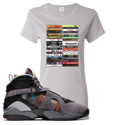 Jordan 8 N7 Pendleton Cassette Ice Gray Sneaker Hook Up Women's T-Shirt