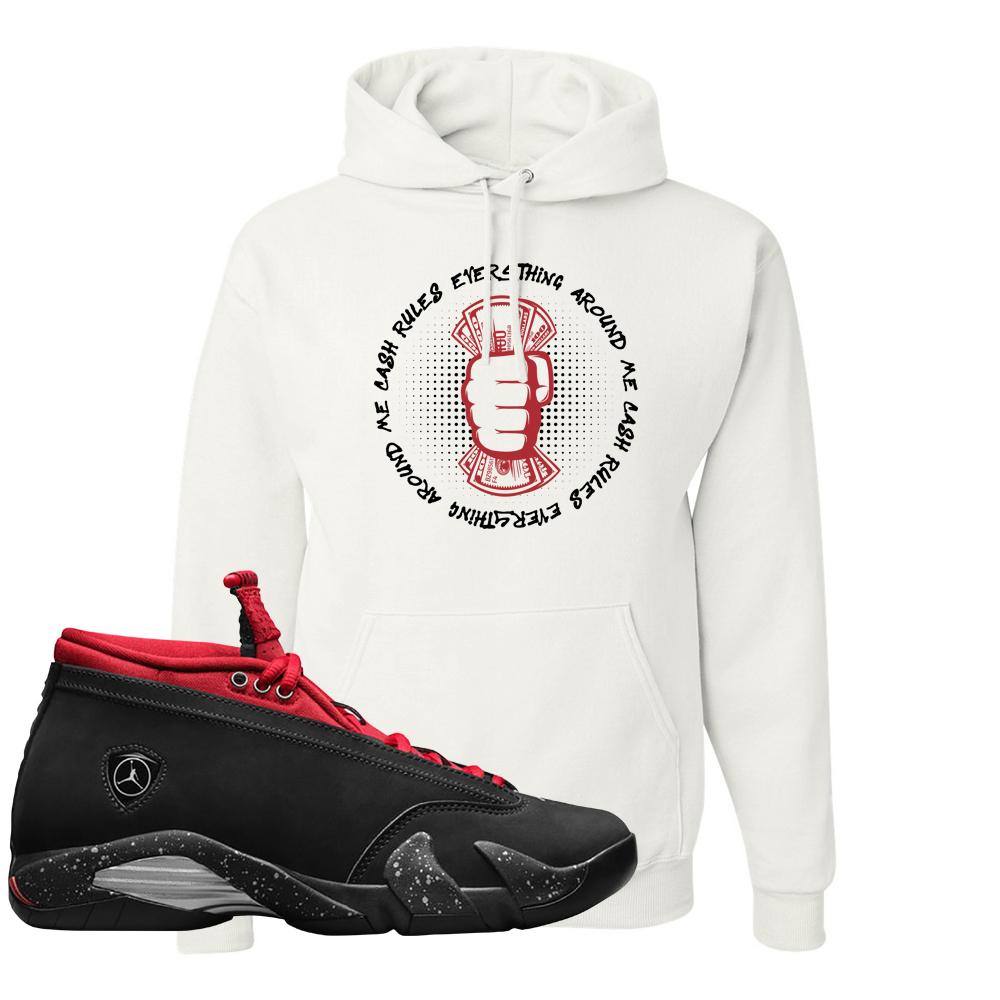 Red Lipstick Low 14s Hoodie | Cash Rules Everything Around Me, White