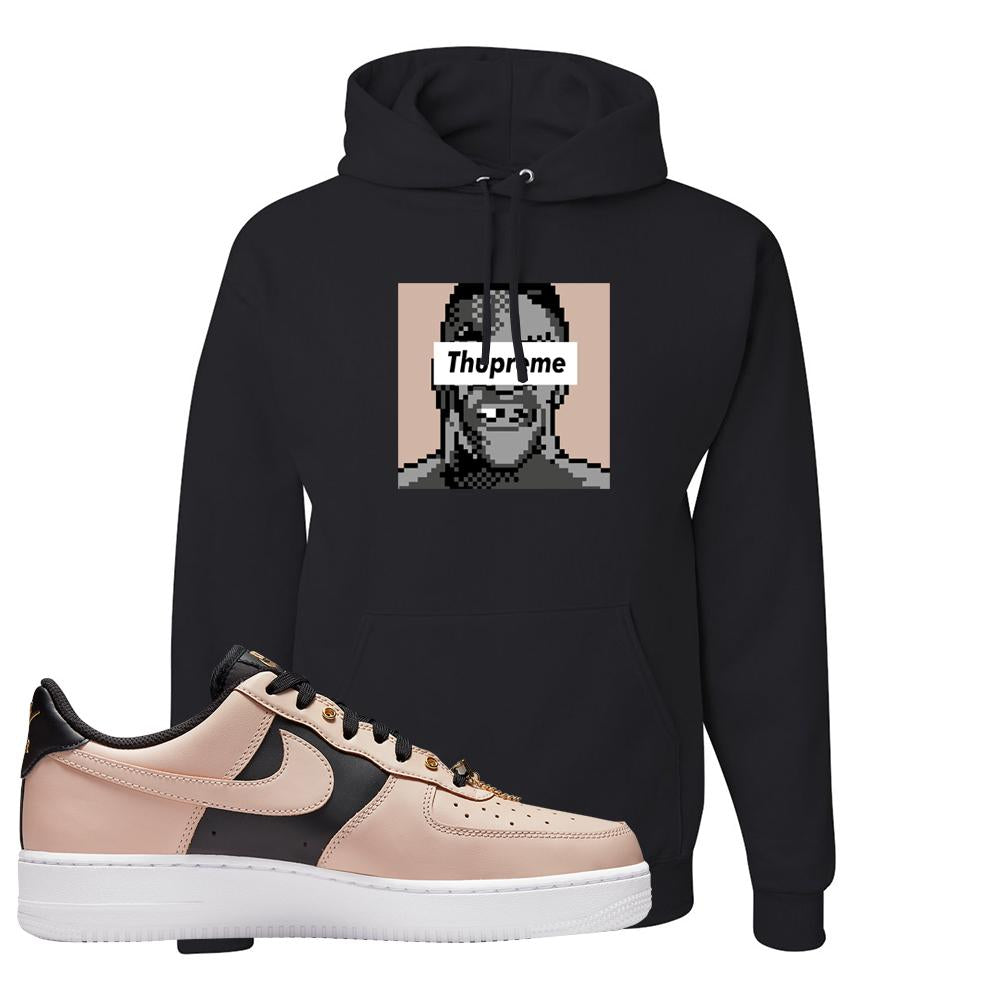 Air Force 1 Low Bling Tan Leather Hoodie | Thupreme, Black
