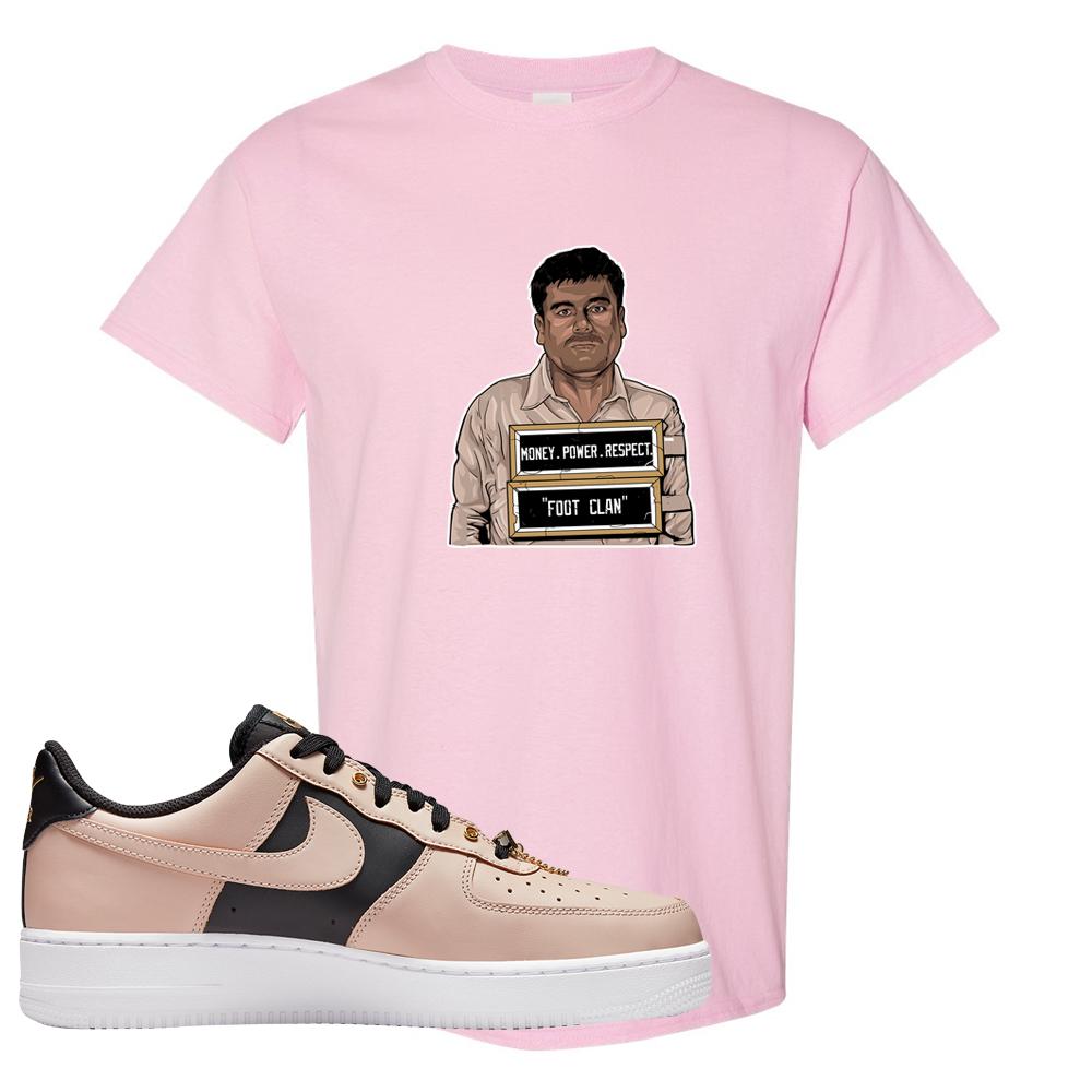 Air Force 1 Low Bling Tan Leather T Shirt | El Chapo Illustration, Light Pink