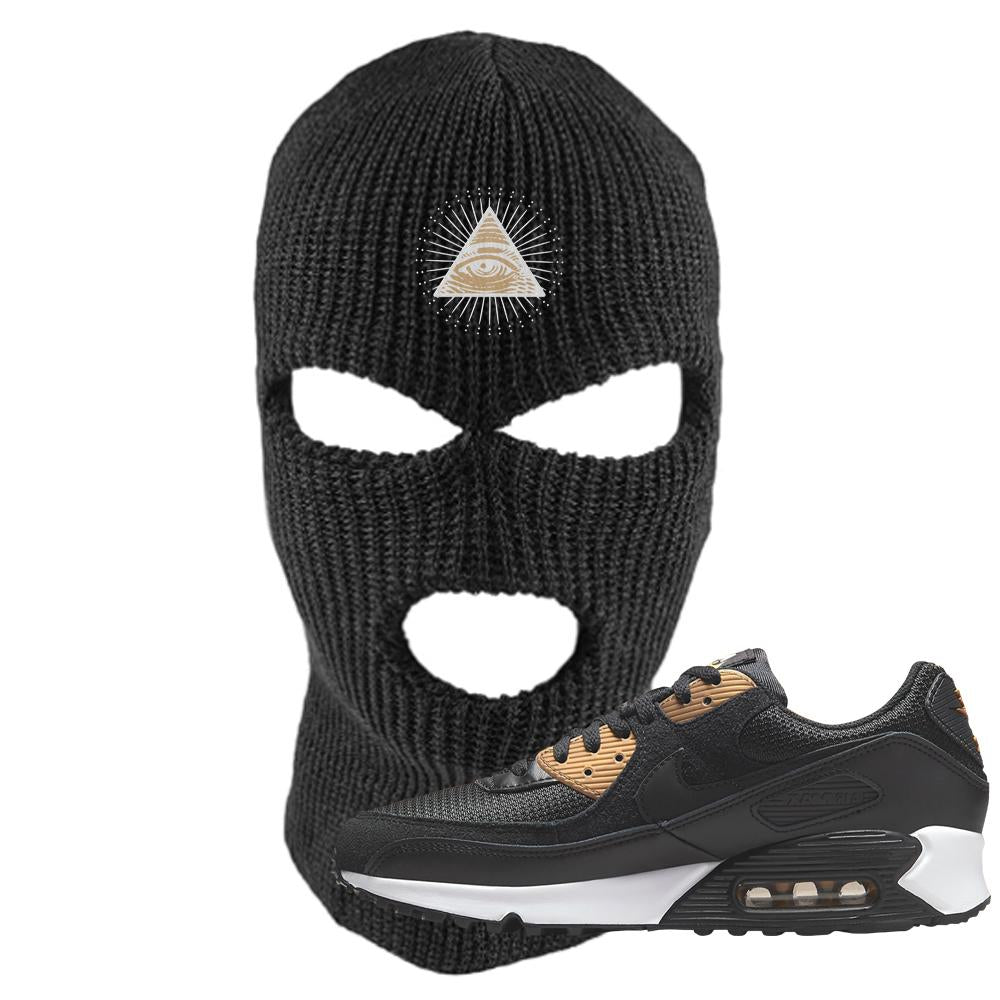 Air Max 90 Black Old Gold Ski Mask | All Seeing Eye, Black