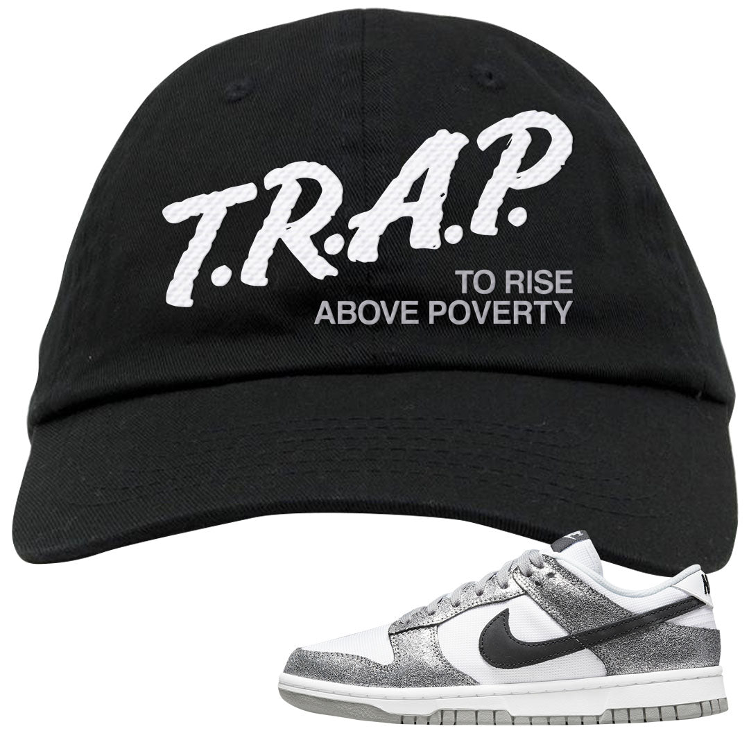 Golden Gals Low Dunks Dad Hat | Trap To Rise Above Poverty, Black