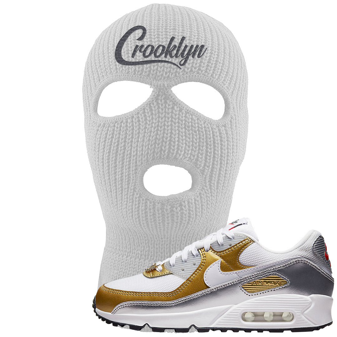 Gold Silver 90s Ski Mask | Crooklyn, White