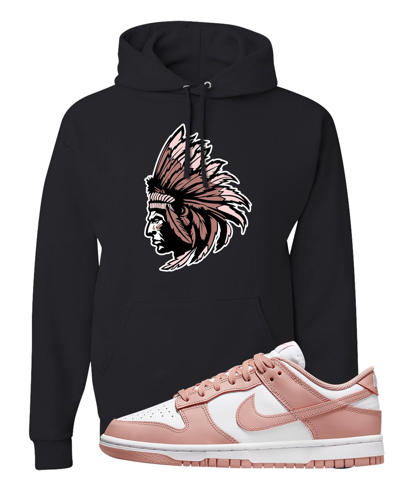 Rose Whisper Low Dunks Hoodie | Indian Chief, Black