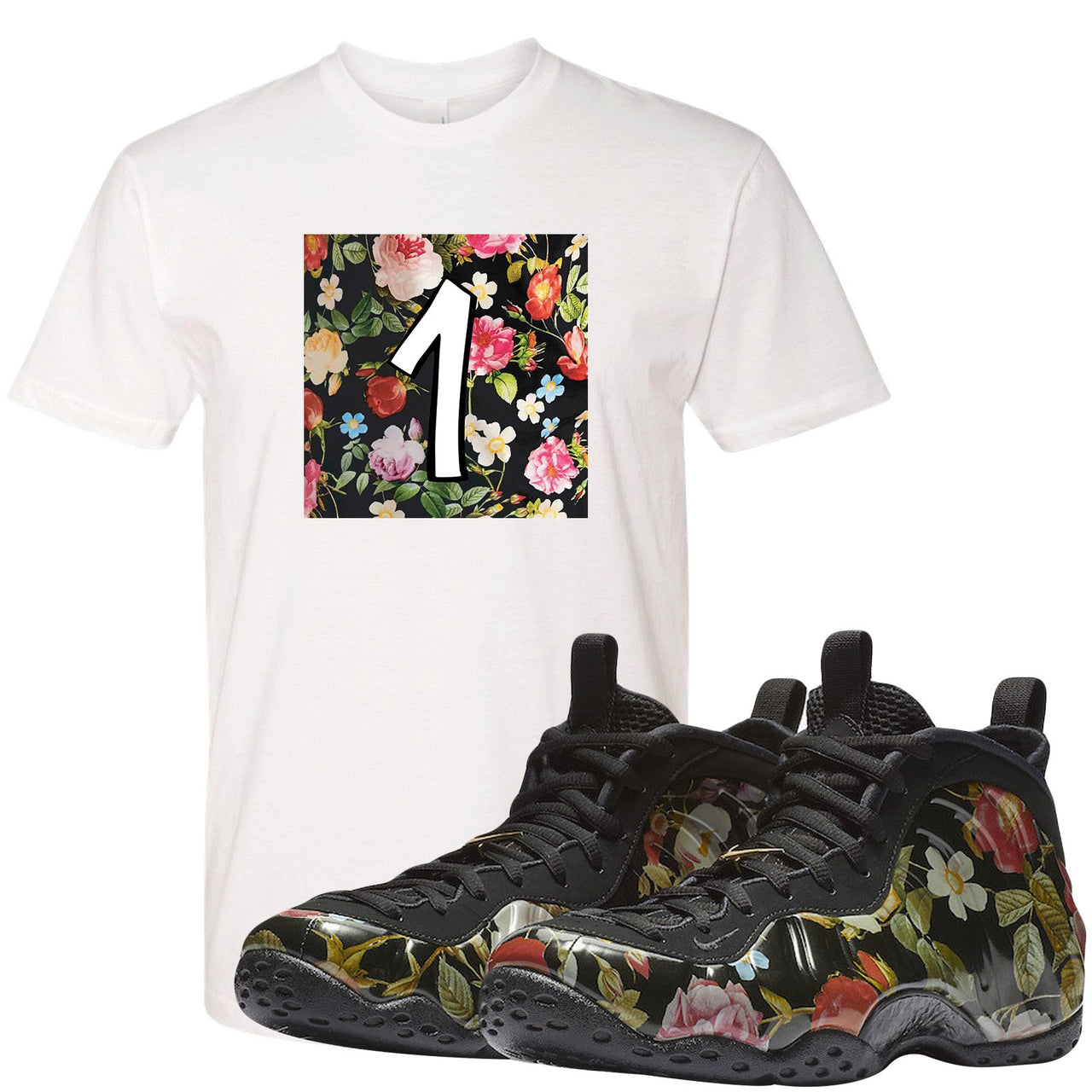Wear this sneaker matching t-shirt to match your Air Foamposite One Floral sneakers. Match your floral foams today!