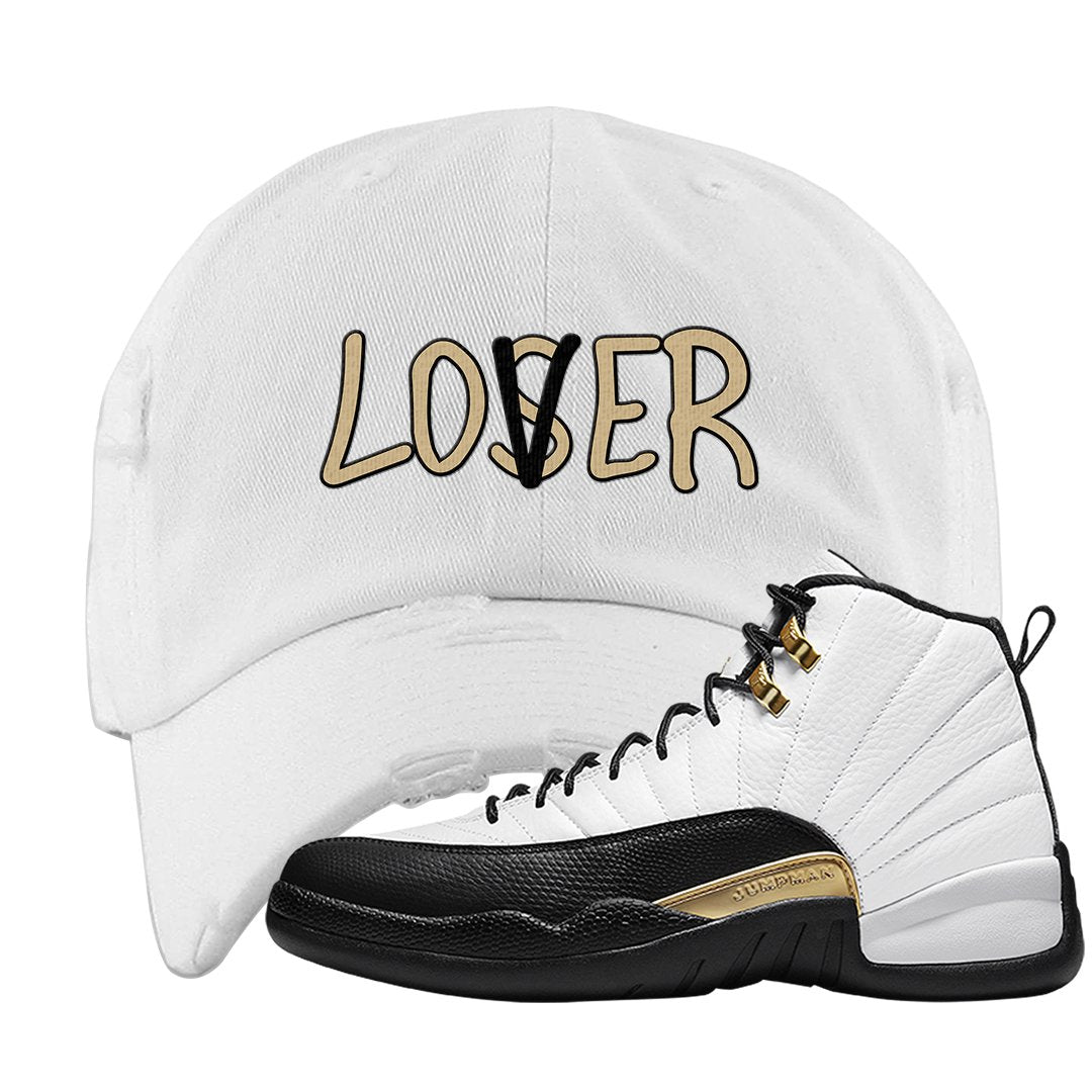 Royalty 12s Distressed Dad Hat | Lover, White