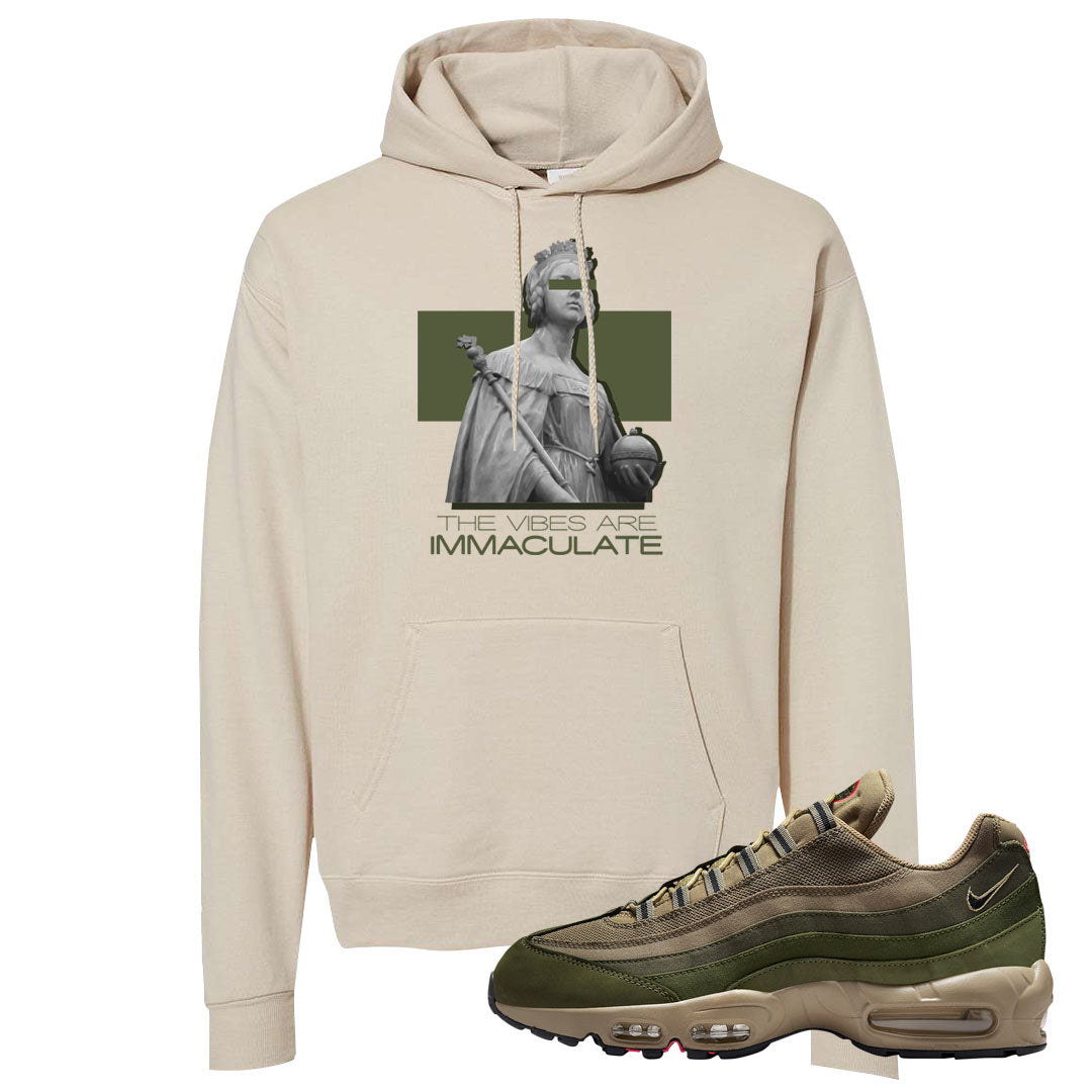 Medium Olive Rough Green 95s Hoodie | The Vibes Are Immaculate, Sand