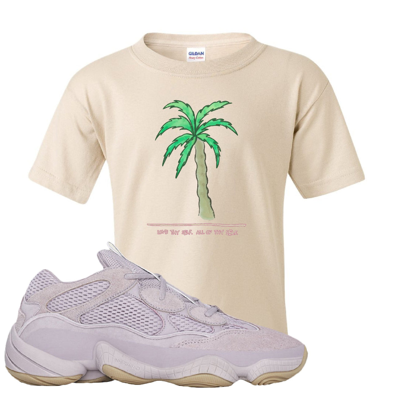 Yeezy 500 Soft Vision Love Thyself Palm Sand Sneaker Hook Up Kid's T-Shirt