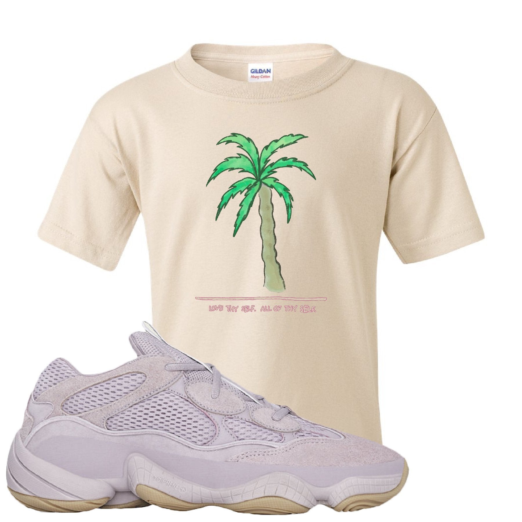 Yeezy 500 Soft Vision Love Thyself Palm Sand Sneaker Hook Up Kid's T-Shirt