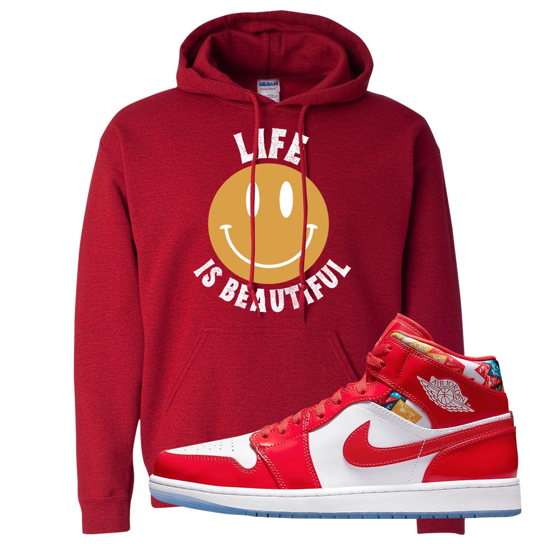 Barcelona Sweater Mid 1s Hoodie | Smile Life Is Beautiful, Red