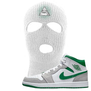 Light Smoke Pine Green Mid 1s Ski Mask | All Seeing Eye, White