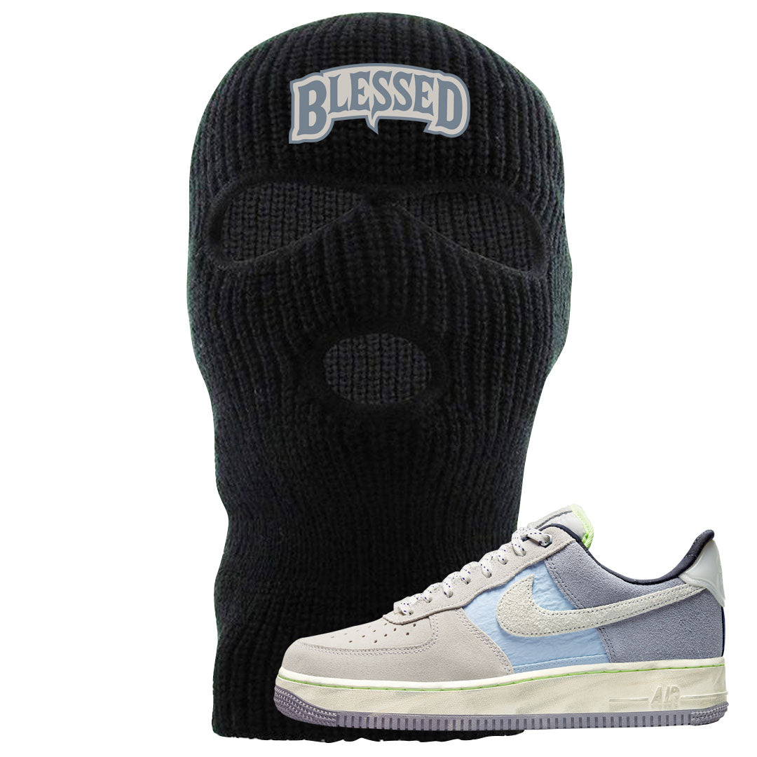 Womens Mountain White Blue AF 1s Ski Mask | Blessed Arch, Black