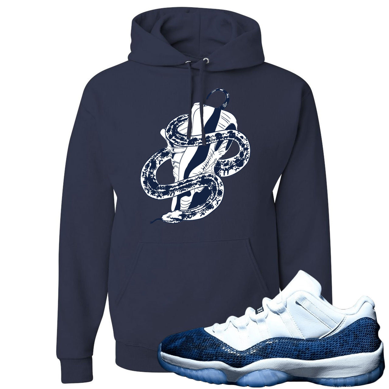 Snakeskin Low Blue 11s Hoodie | Snake Around Shoes, Navy