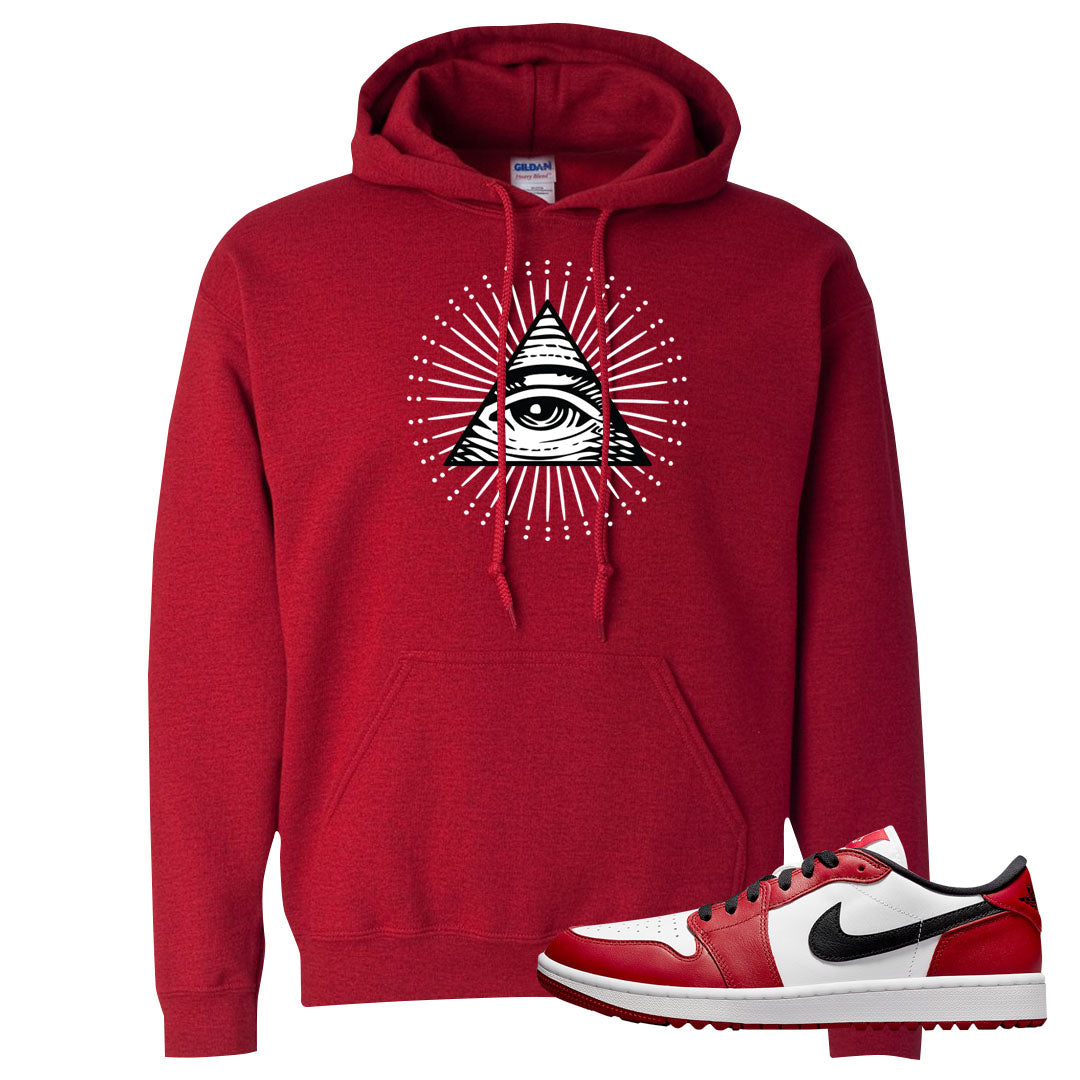 Chicago Golf Low 1s Hoodie | All Seeing Eye, Red