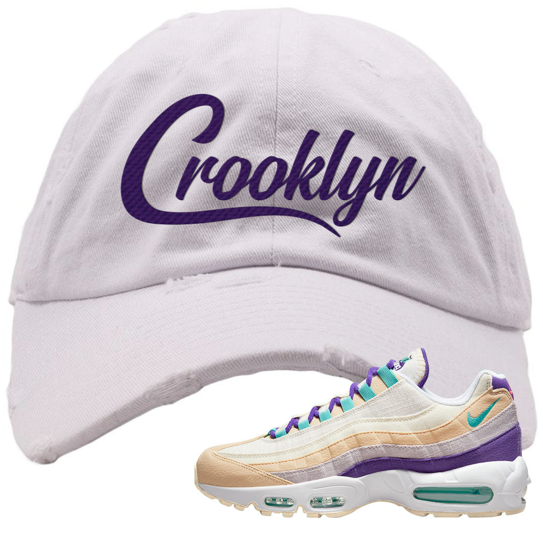 Sprung Natural Purple 95s Distressed Dad Hat | Crooklyn, White